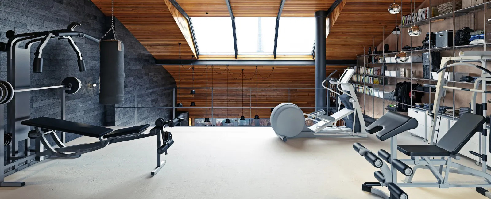 home gym in a house loft/attic