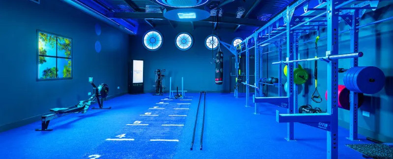 free weight blue light gym area at sandymount