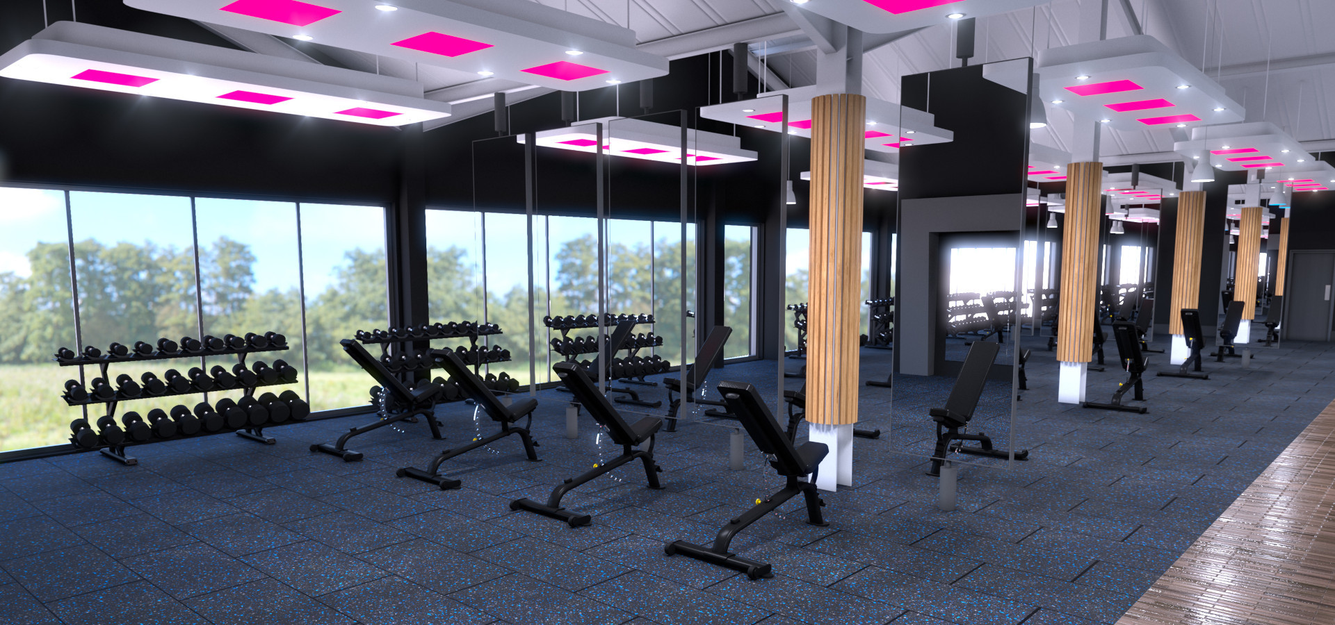 3d design cad image of a gym floor